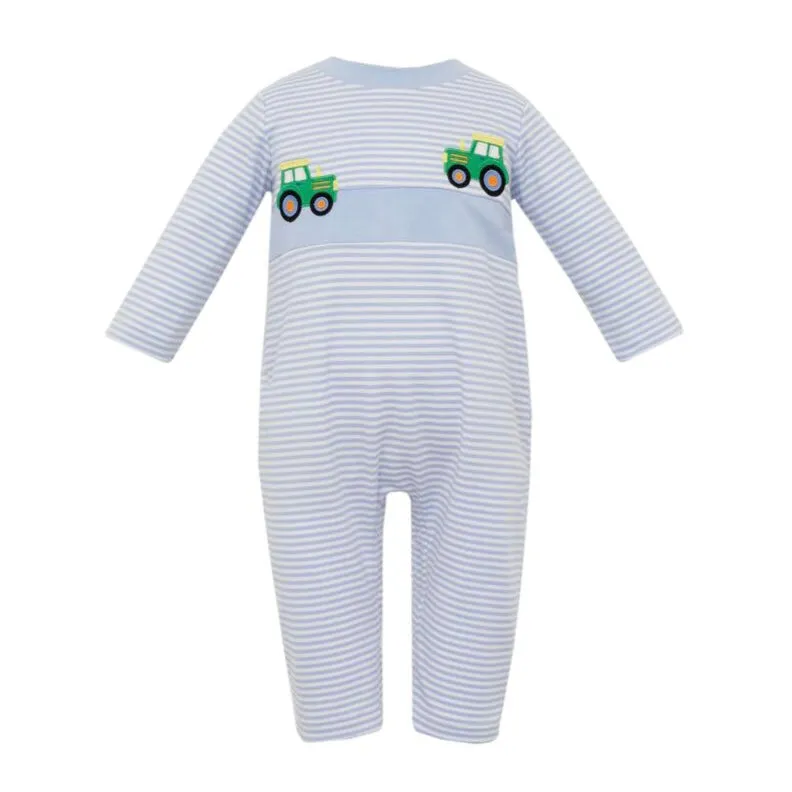 Claire & Charlie Tractors Romper - Blue