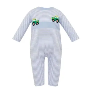 Claire & Charlie Tractors Romper - Blue