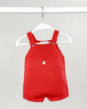 Classic Short Knitted Dungarees - Candy Apple Red