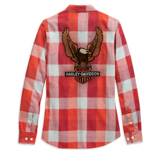 CLEARANCE - Women's Harley Davidson Vintage Eagle Plaid Shirt