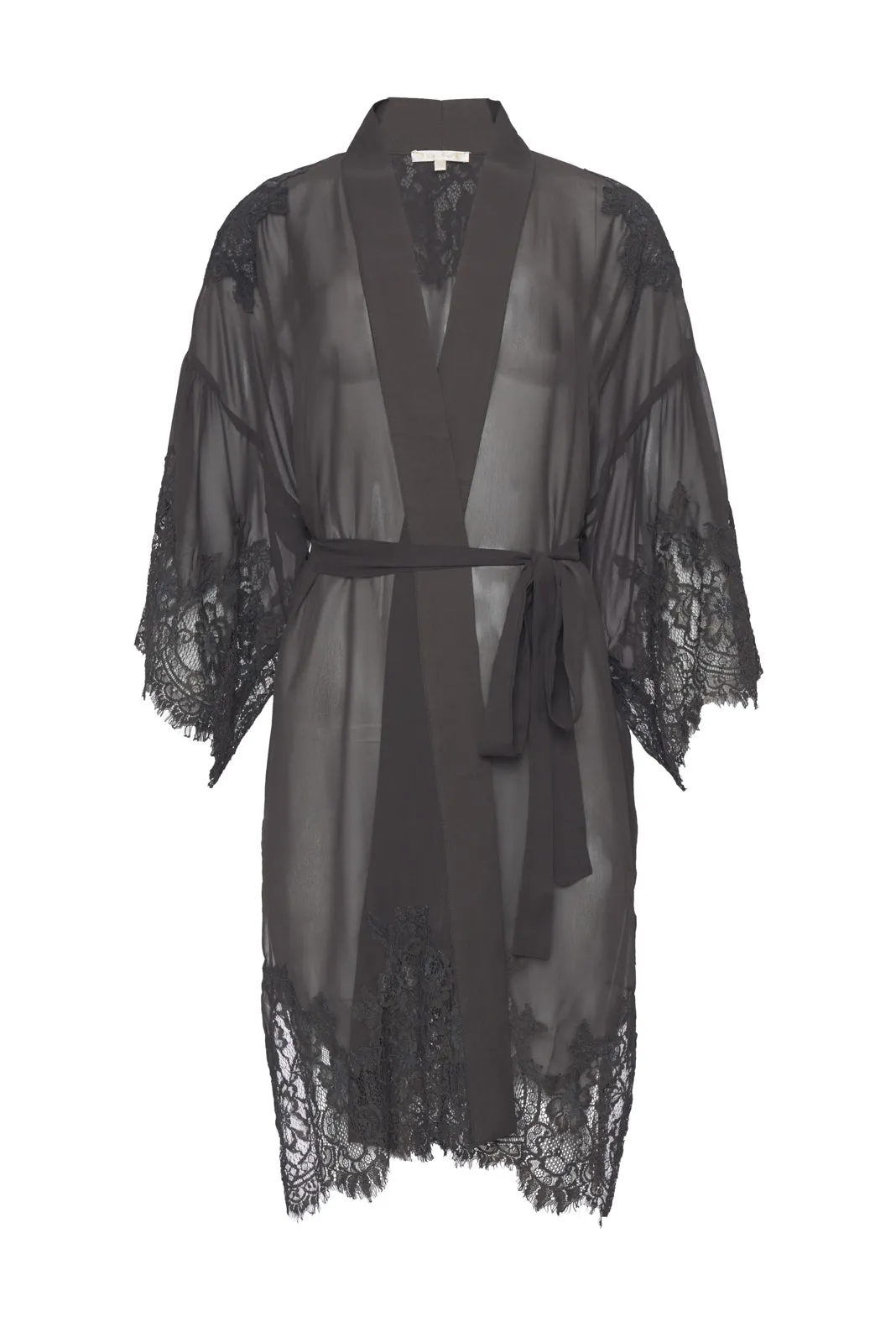 Coco Lace Silk Kimono Pewter
