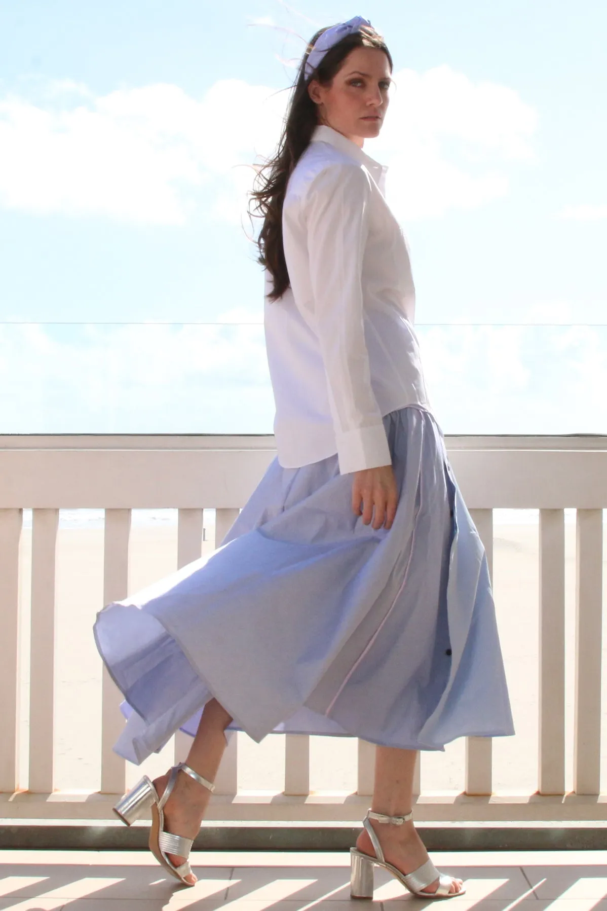 Colorblock Upcycled Cotton Skirt