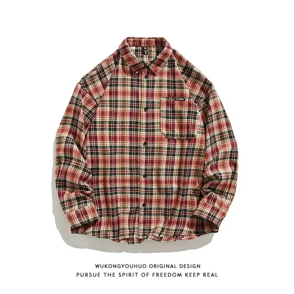 Contrasting Plaid Long-sleeved Shirts