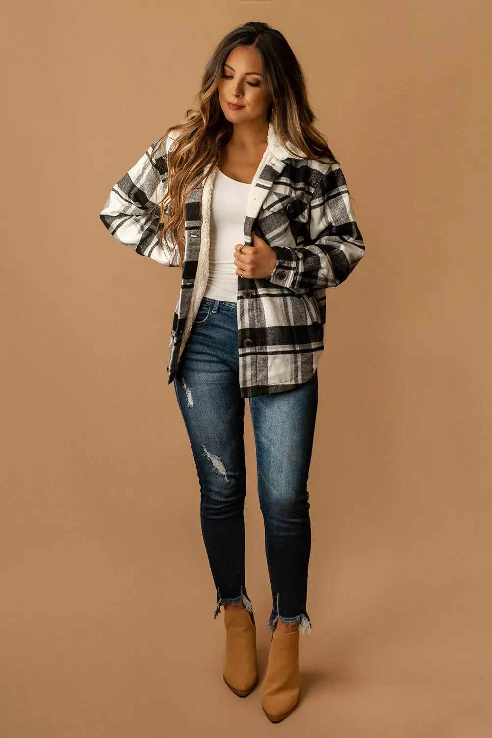 Conway Sherpa Lined Plaid Shacket (Blue) | FINAL SALE