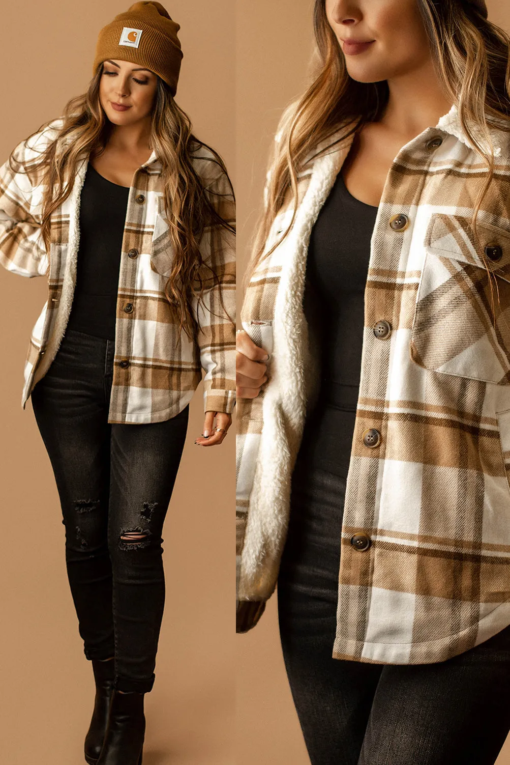Conway Sherpa Lined Plaid Shacket (Blue) | FINAL SALE