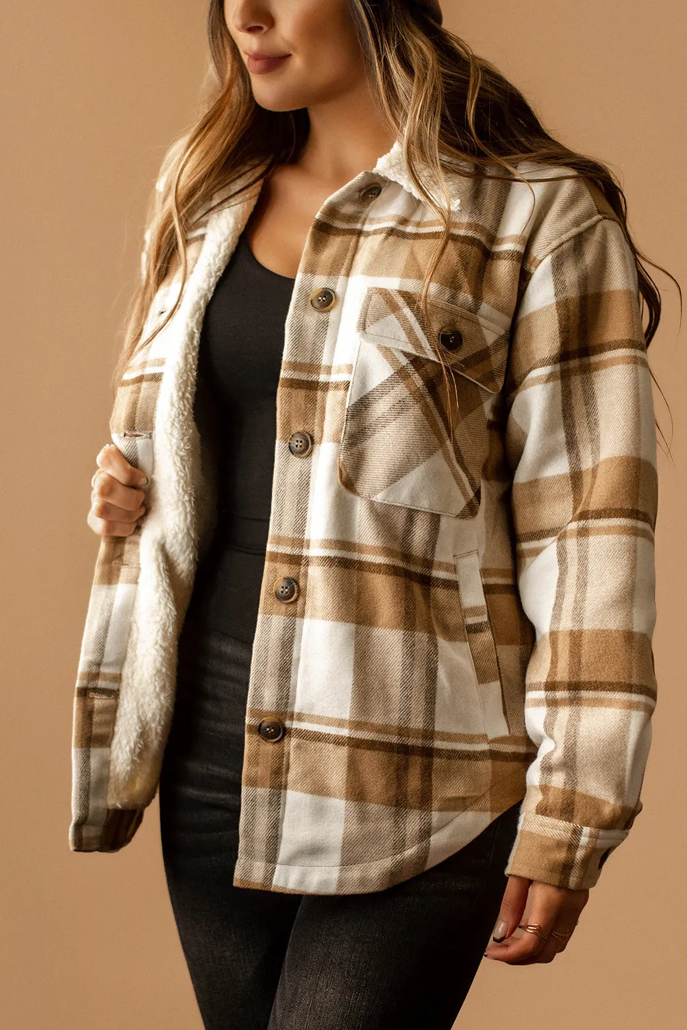 Conway Sherpa Lined Plaid Shacket (Blue) | FINAL SALE