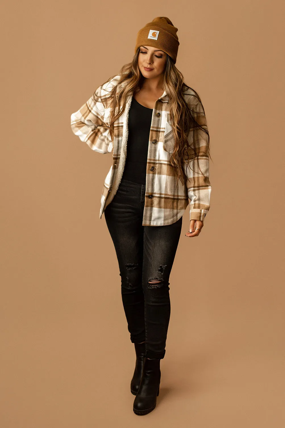 Conway Sherpa Lined Plaid Shacket (Blue) | FINAL SALE