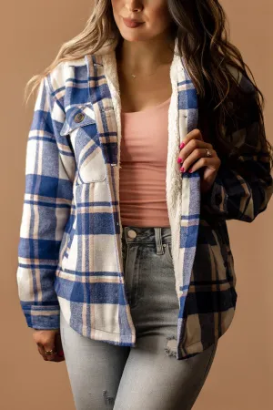 Conway Sherpa Lined Plaid Shacket (Blue) | FINAL SALE