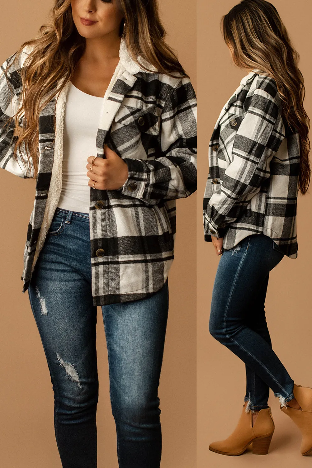 Conway Sherpa Lined Plaid Shacket (Blue) | FINAL SALE