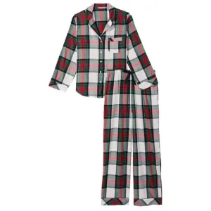 COPY - VICTORIA'S SECRET Flannel Long Pajama Set, Size S Regular, Shimmery Green