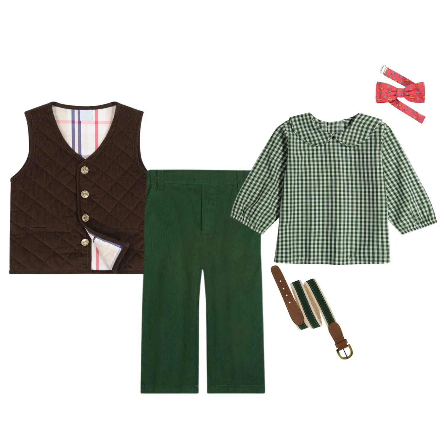 Corduroy Quilted Vest -- Chocolate Cord w/ Bouden Plaid