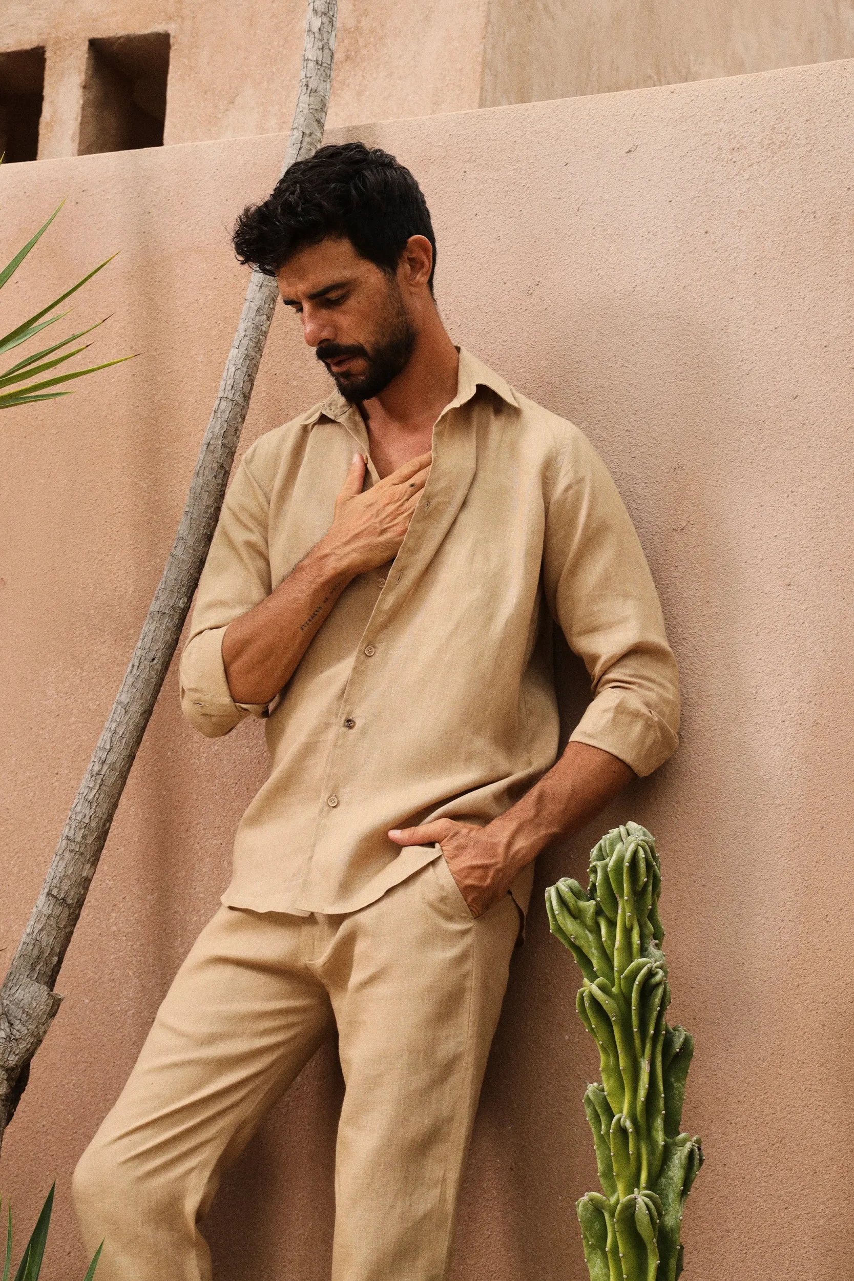 Corsica Shirt - Man & Corsica Pants - Man (Sand)