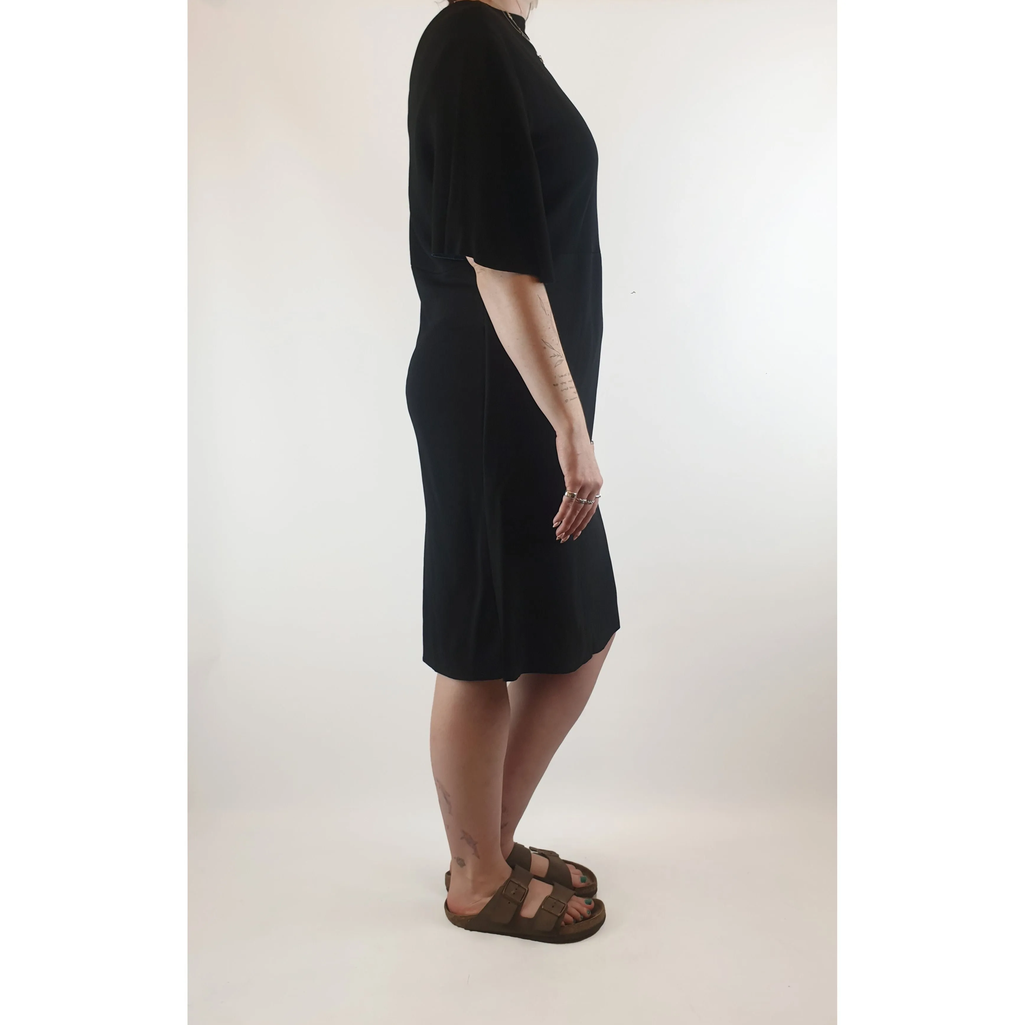 Cos black dress with pockets and bell sleeves size 44 (best fits 12)