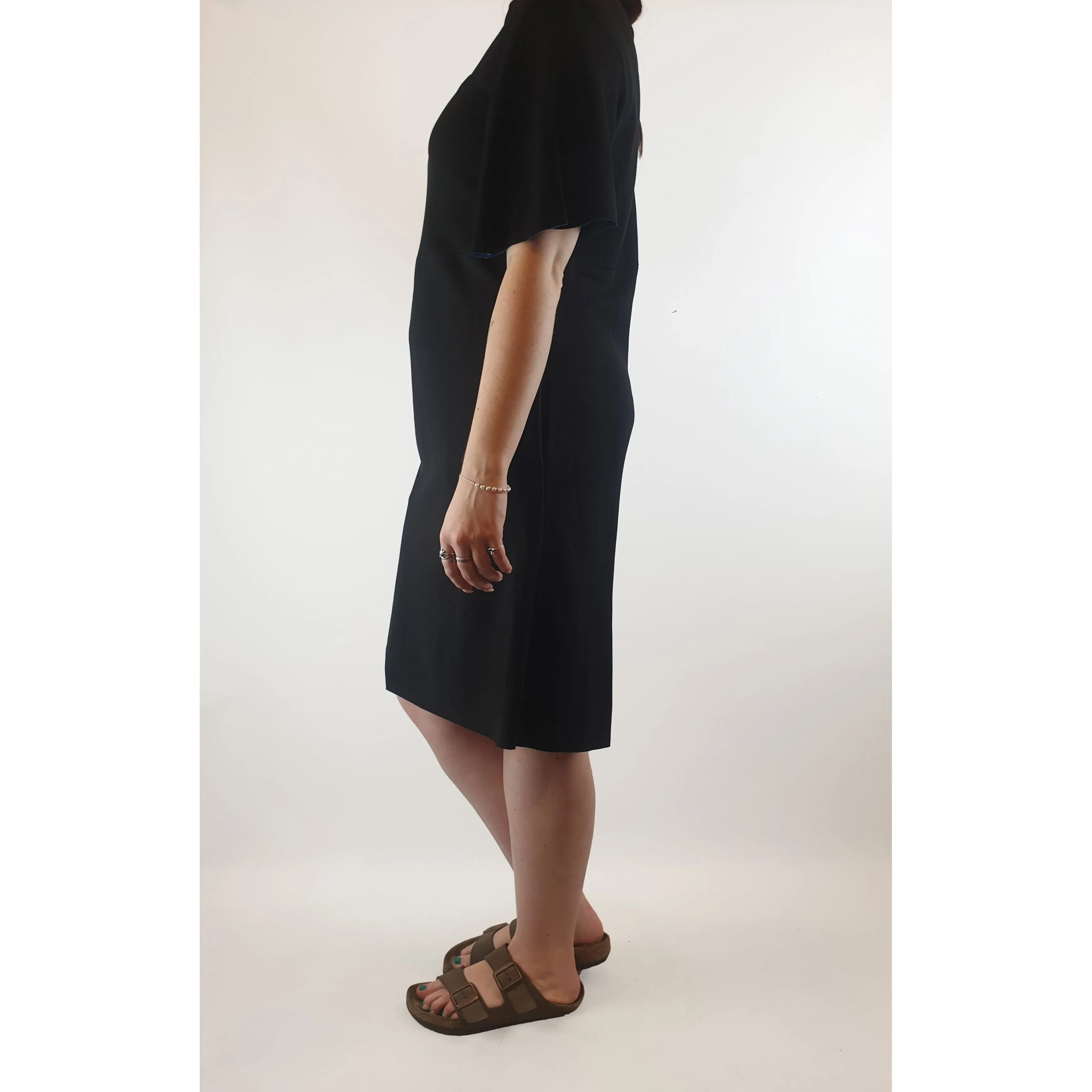 Cos black dress with pockets and bell sleeves size 44 (best fits 12)
