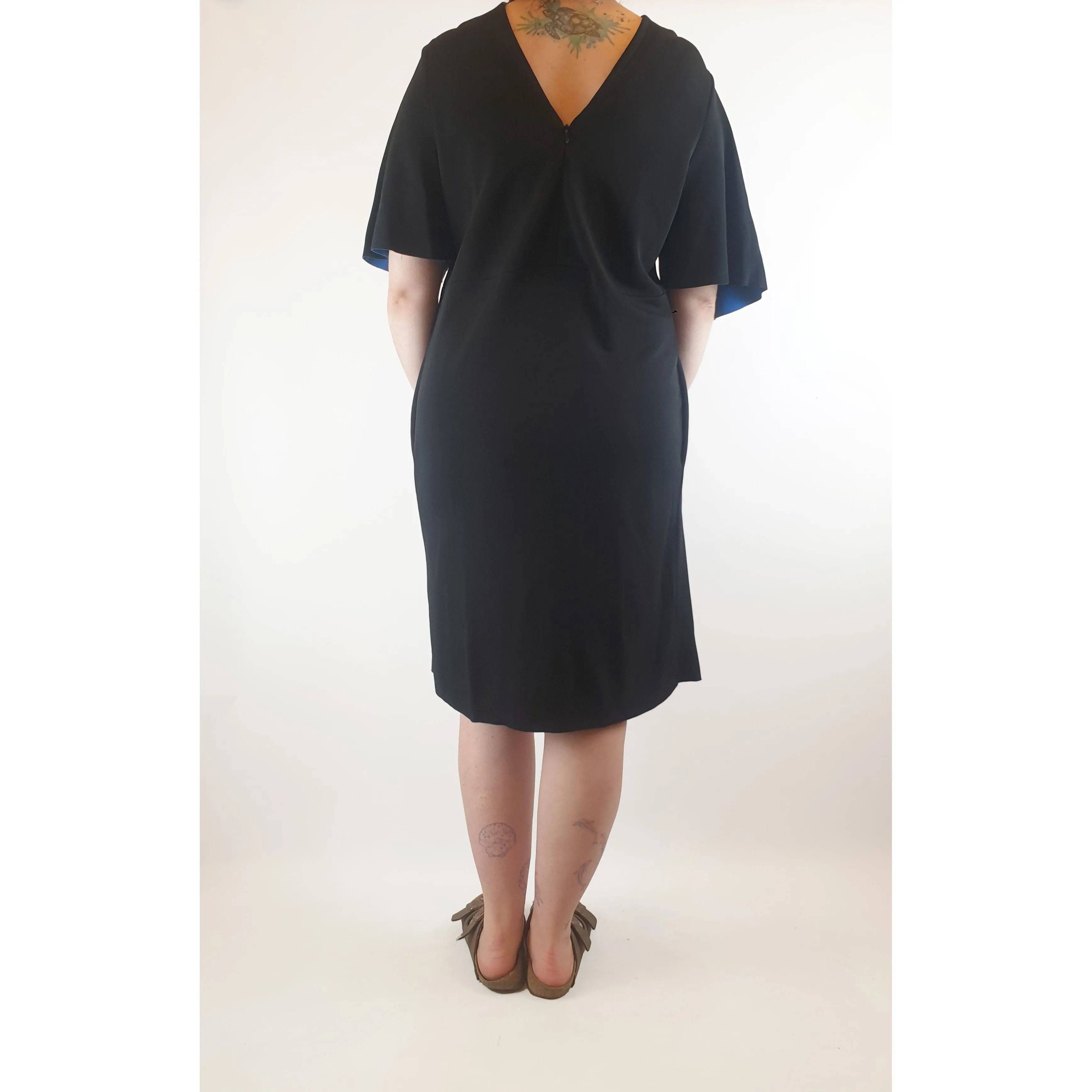 Cos black dress with pockets and bell sleeves size 44 (best fits 12)