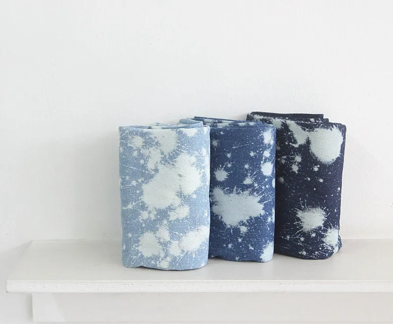 Cotton Denim Fabric, Vintage Look, Washing, Quality Korean Fabric, Splash Pattern, 62 inches Wide, By the Yard 42648-1