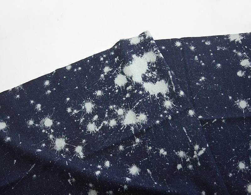 Cotton Denim Fabric, Vintage Look, Washing, Quality Korean Fabric, Splash Pattern, 62 inches Wide, By the Yard 42648-1