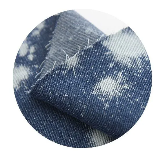 Cotton Denim Fabric, Vintage Look, Washing, Quality Korean Fabric, Splash Pattern, 62 inches Wide, By the Yard 42648-1
