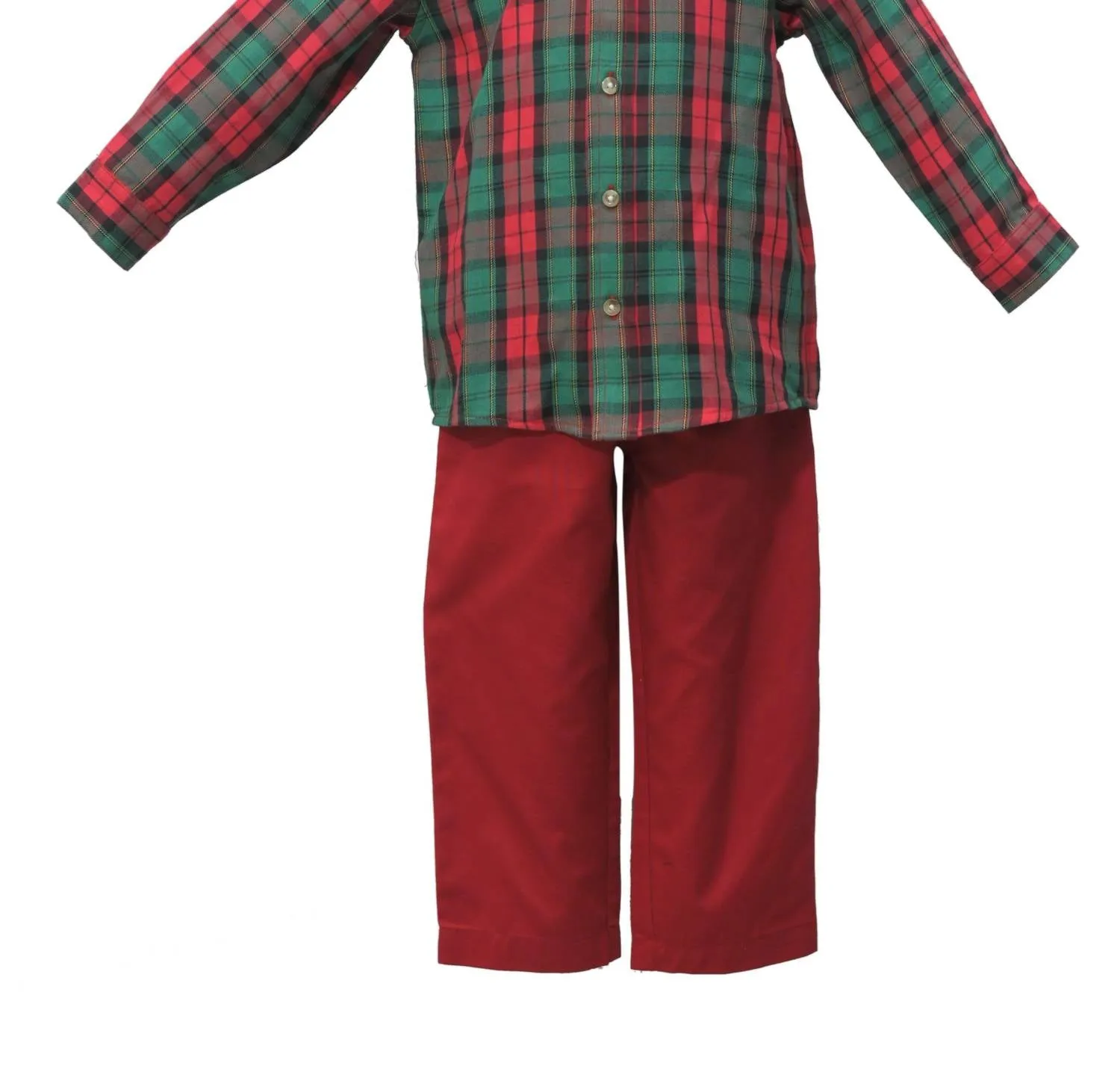 Cotton Kids - Boy Christmas Plaid Button Down Shirt