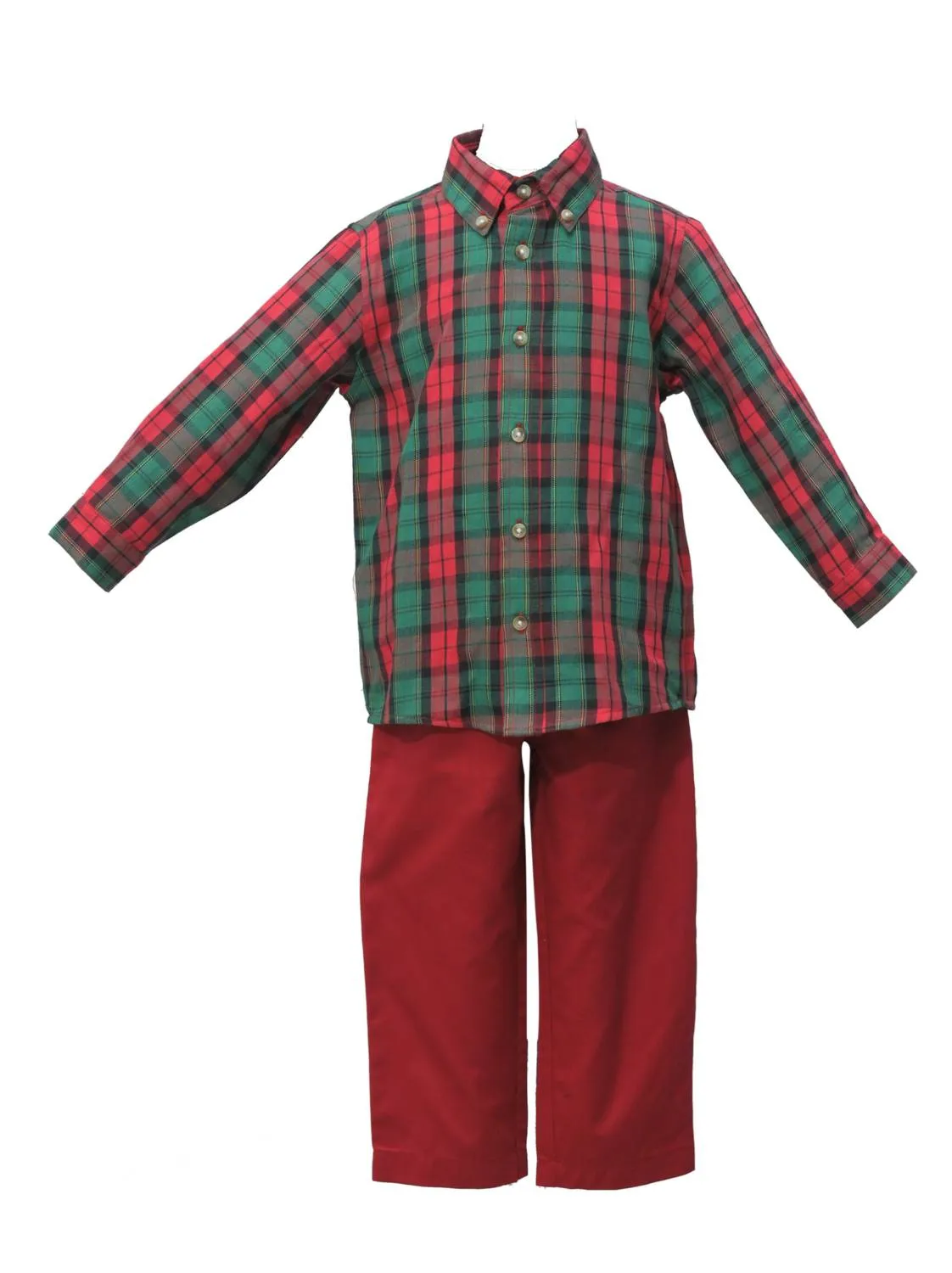 Cotton Kids - Boy Christmas Plaid Button Down Shirt