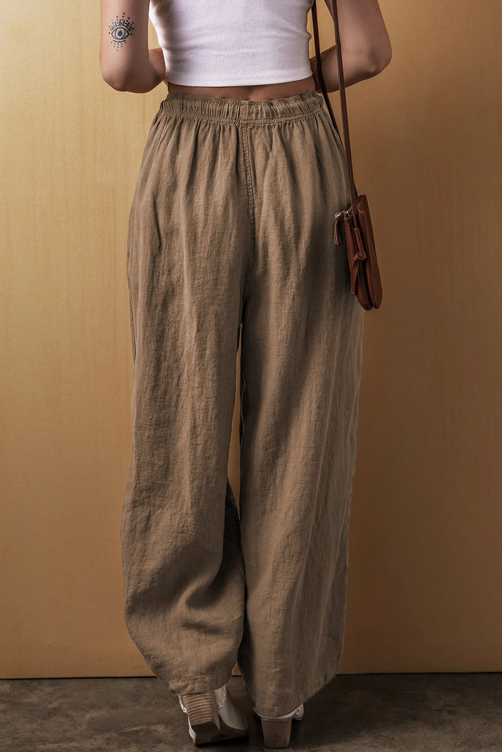 Cotton Linen Waist Wide Leg Pants