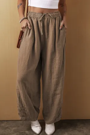 Cotton Linen Waist Wide Leg Pants