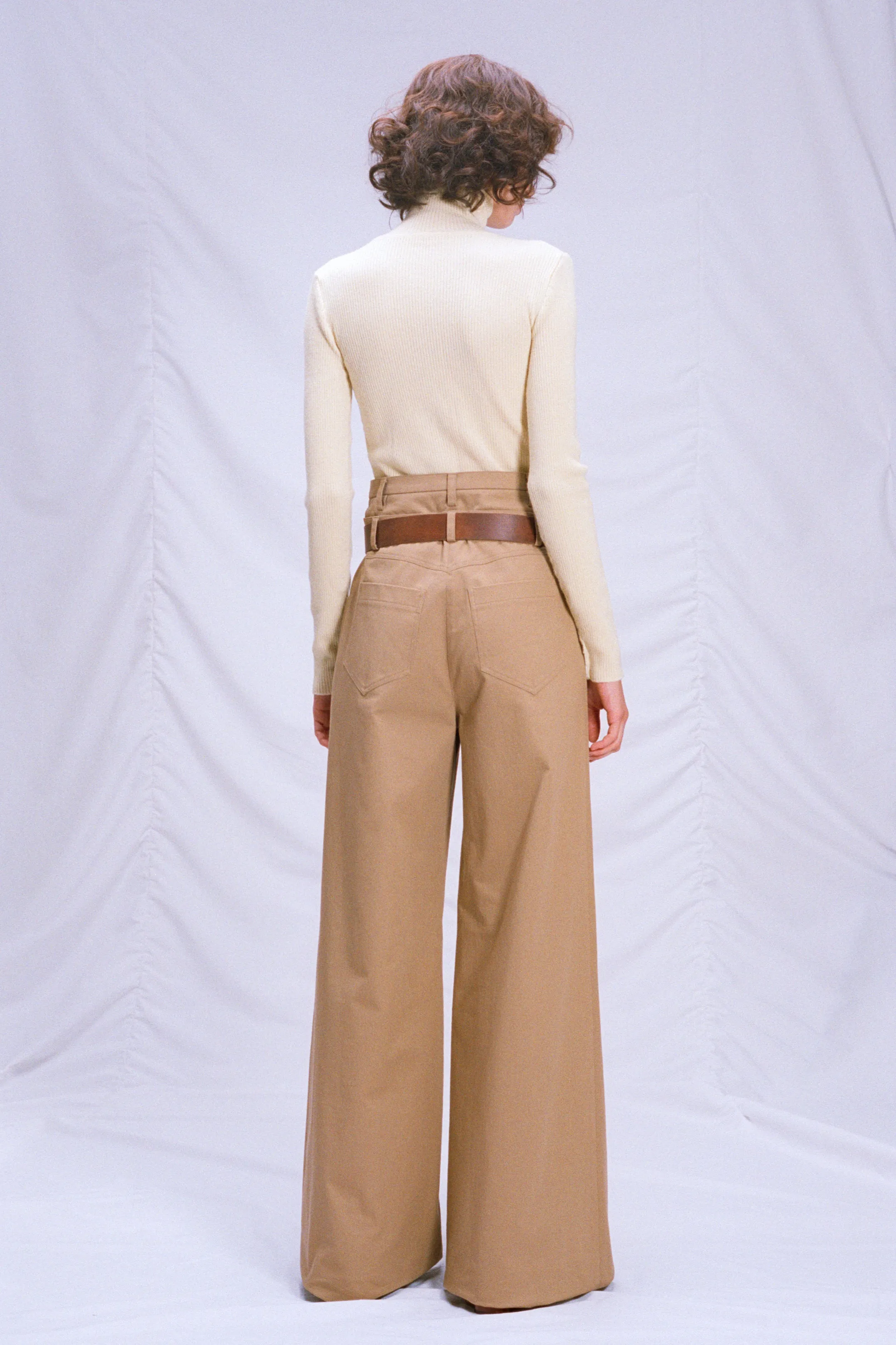 Cotton pants with a double belt