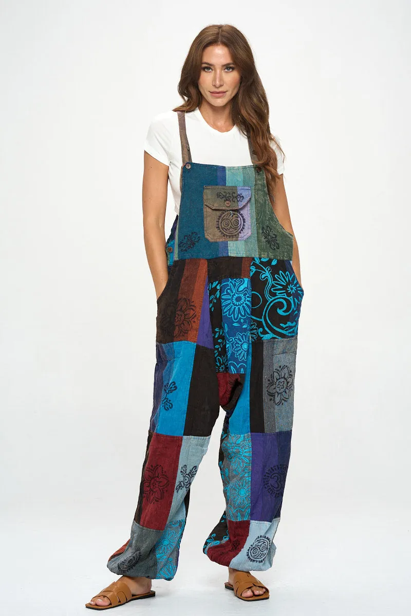 Cotton Patchworks Harem Jumpsuits