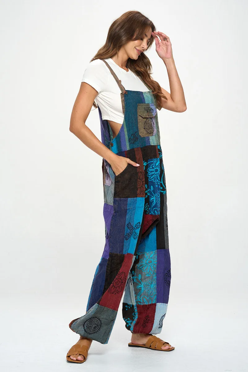 Cotton Patchworks Harem Jumpsuits