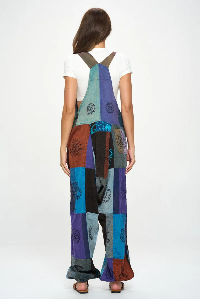 Cotton Patchworks Harem Jumpsuits
