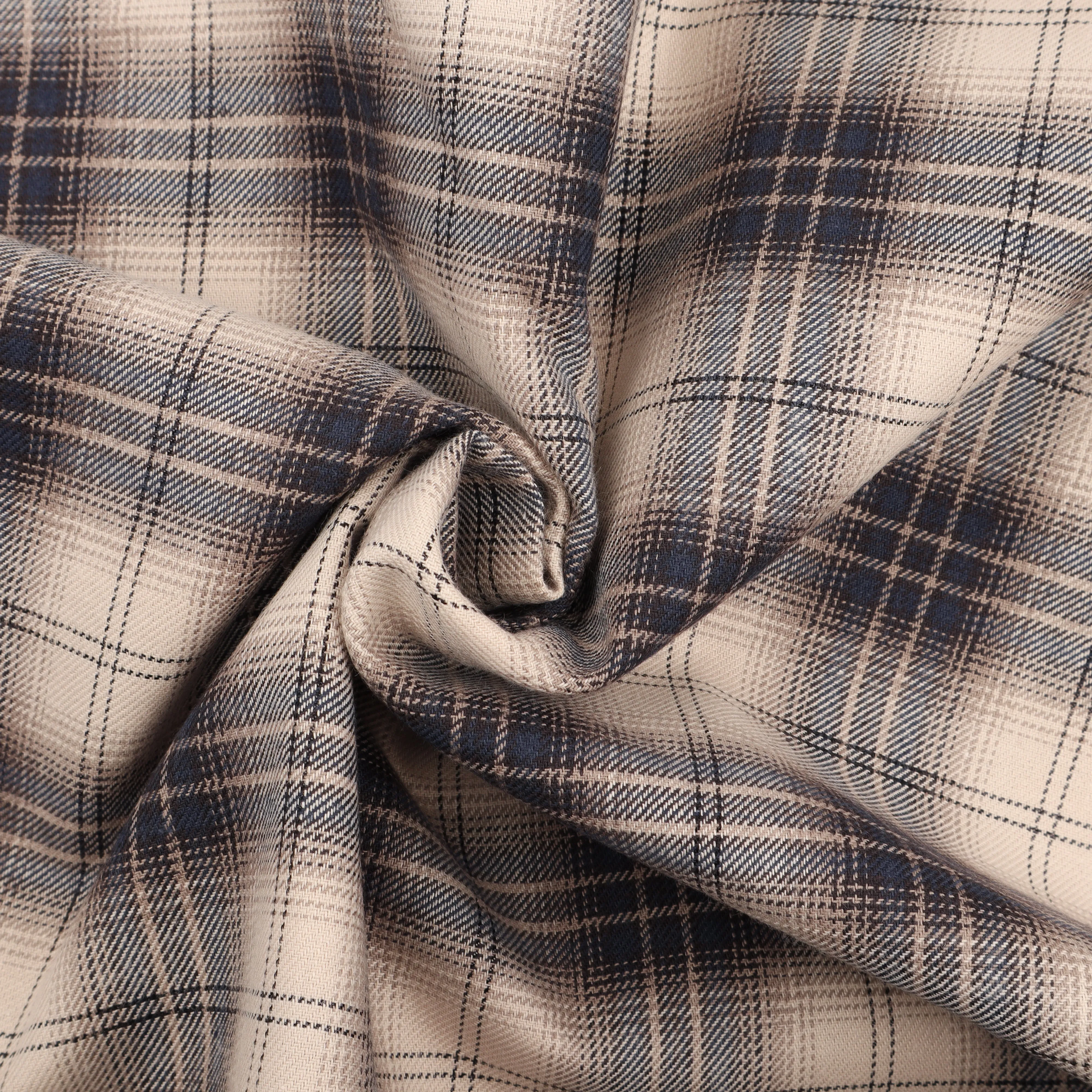 Cotton Plaid Blue & Cream Weave