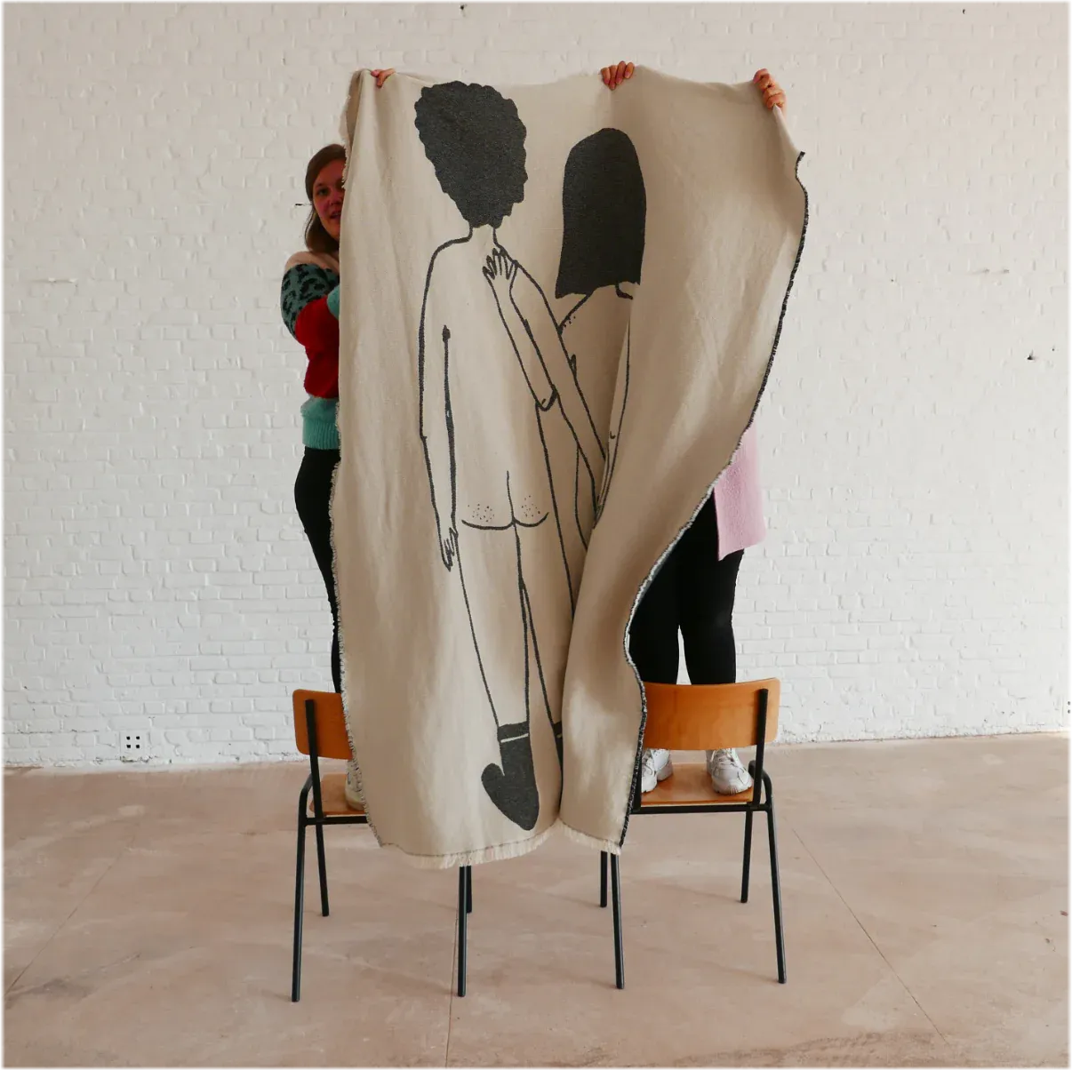 Cotton Plaid Naked Couple Back