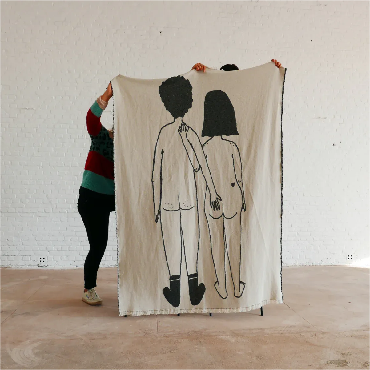 Cotton Plaid Naked Couple Back