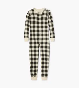 Cream Plaid Baby Union Suit