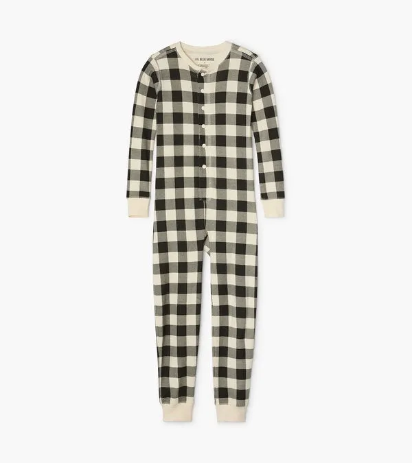 Cream Plaid Baby Union Suit
