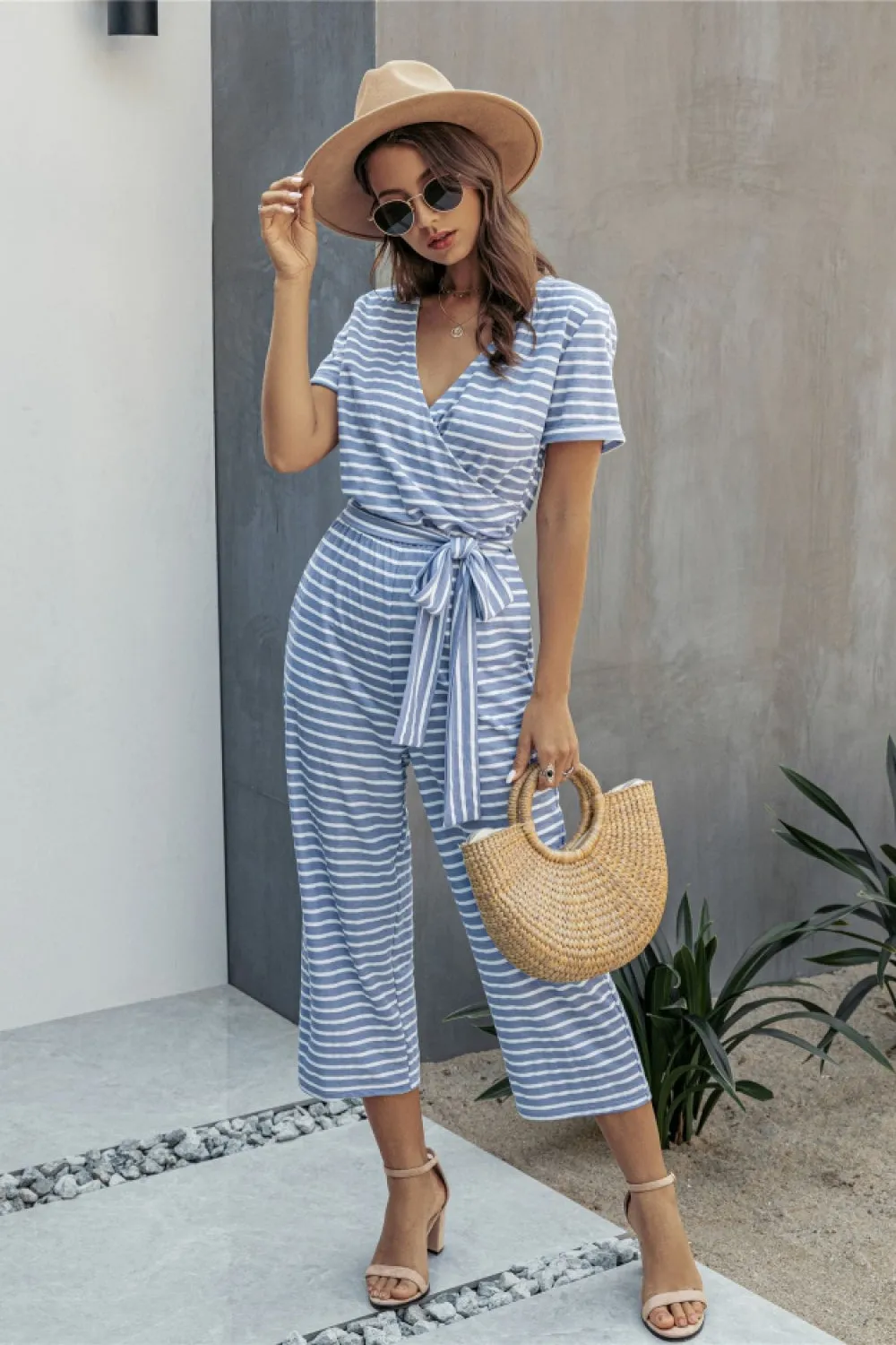 creamtopmall Nice Day Striped Jumpsuit