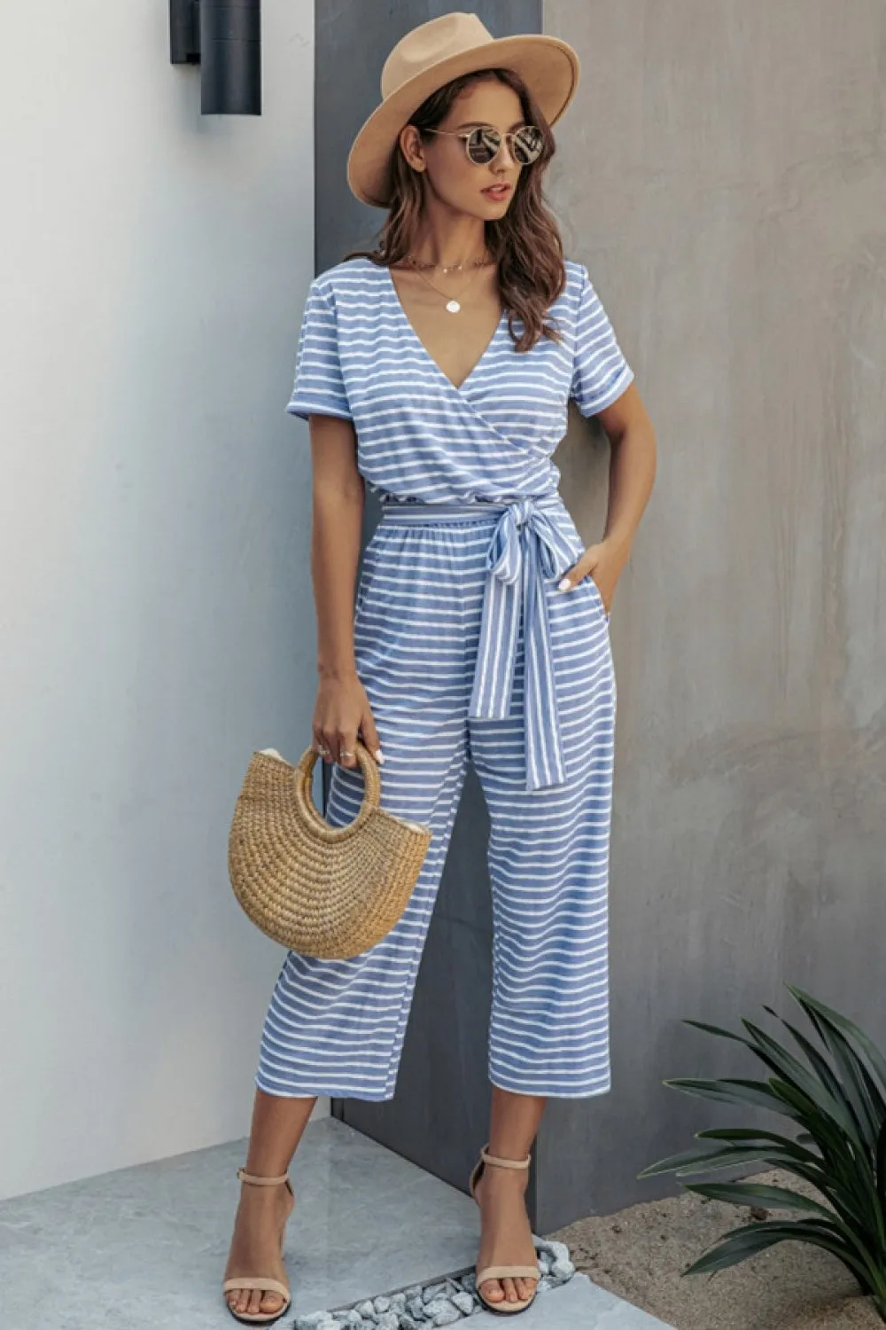 creamtopmall Nice Day Striped Jumpsuit