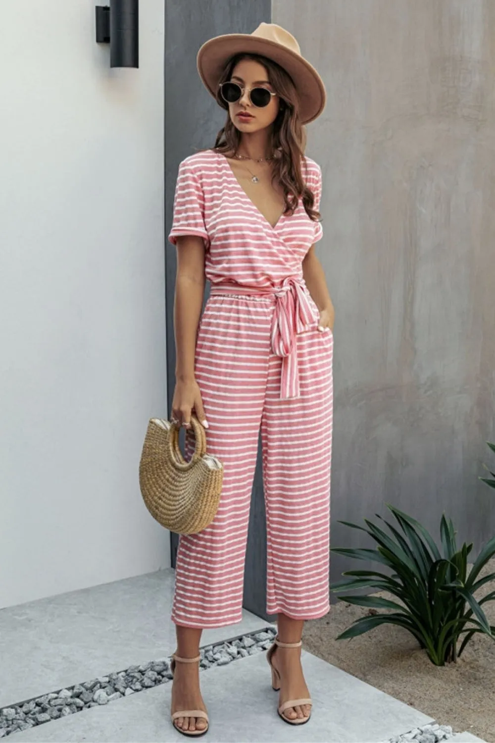 creamtopmall Nice Day Striped Jumpsuit