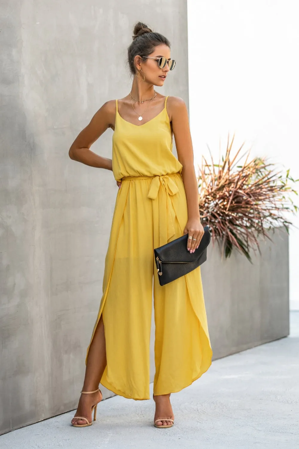 creamtopmall Wide Leg Side Split Jumpsuit