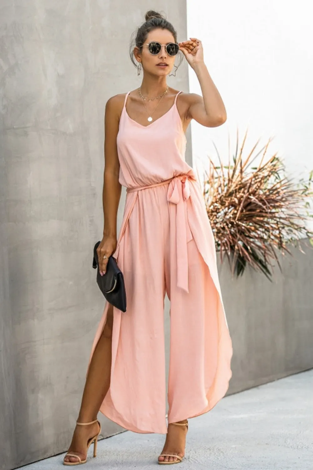 creamtopmall Wide Leg Side Split Jumpsuit