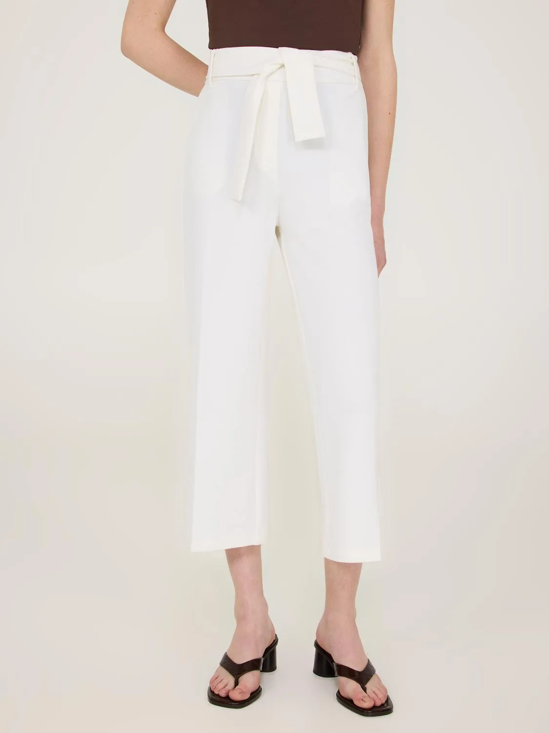 Crepe Gaucho Pants With Sash