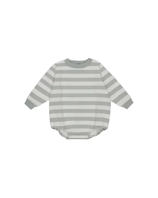 Crewneck Bubble Romper || Sage Stripe - SAGE | Quincy Mae