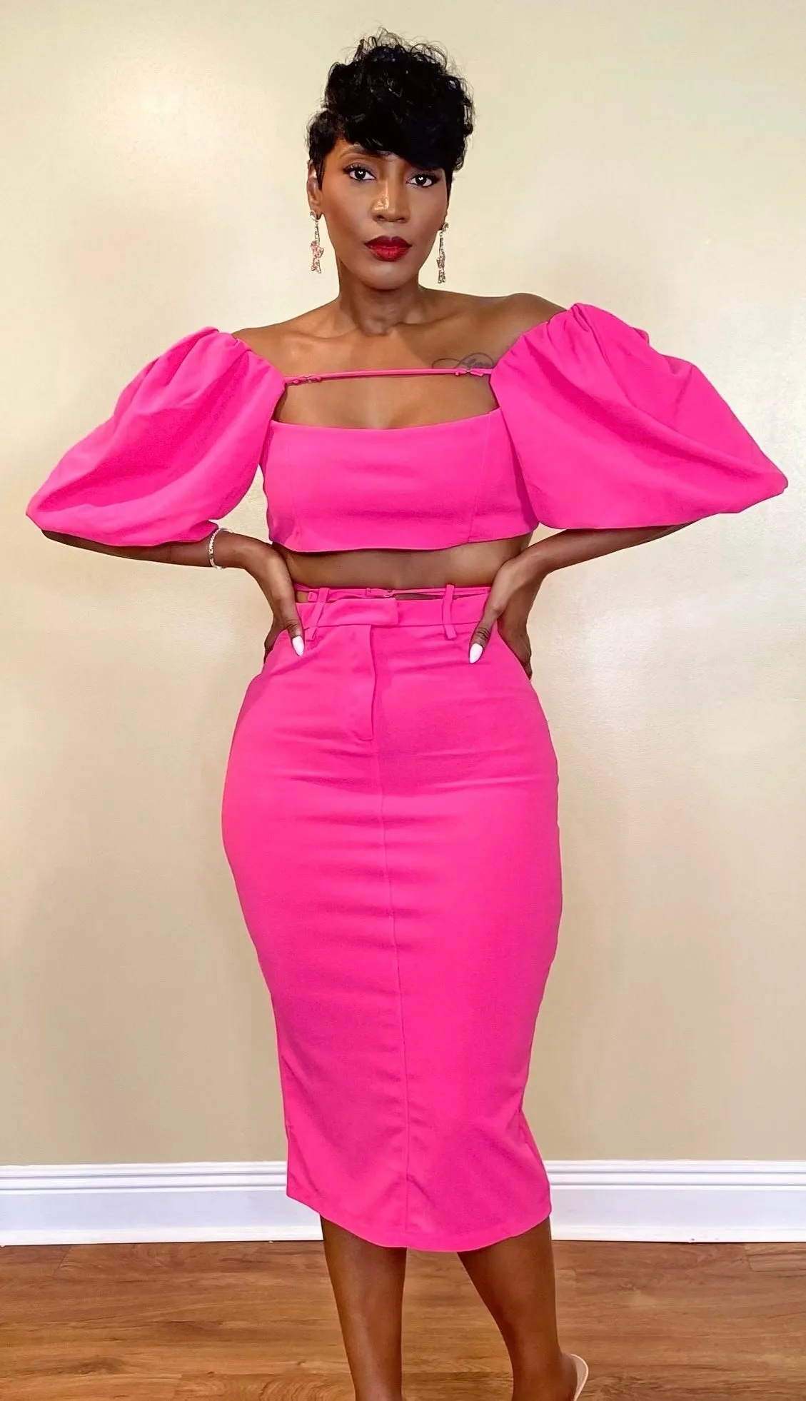 CROSS SKIRT SET (PINK)