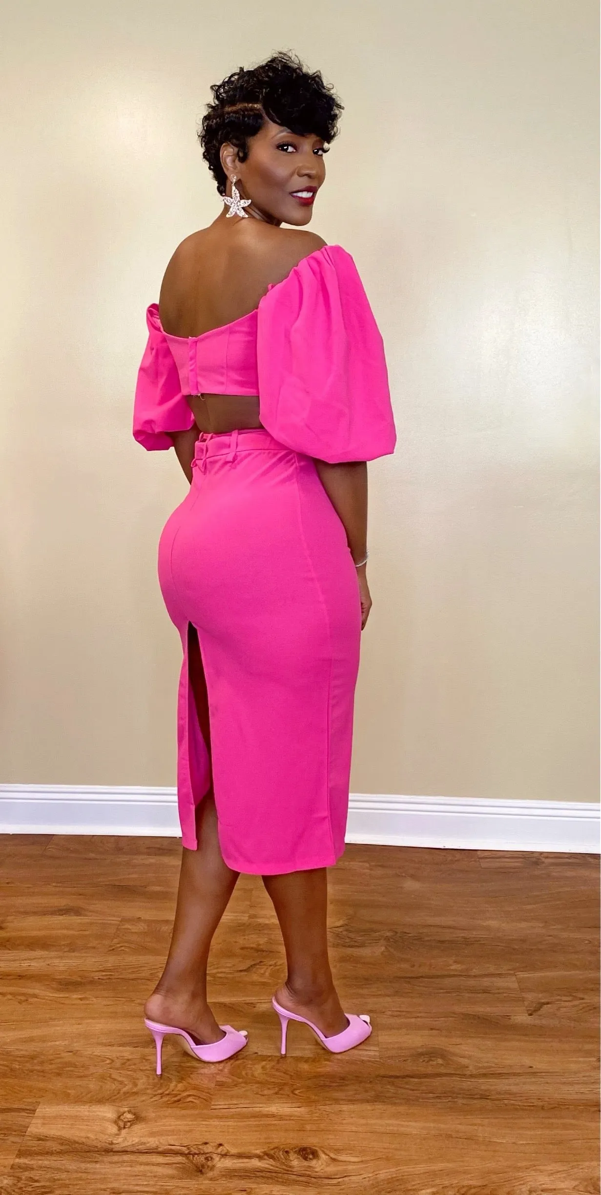 CROSS SKIRT SET (PINK)