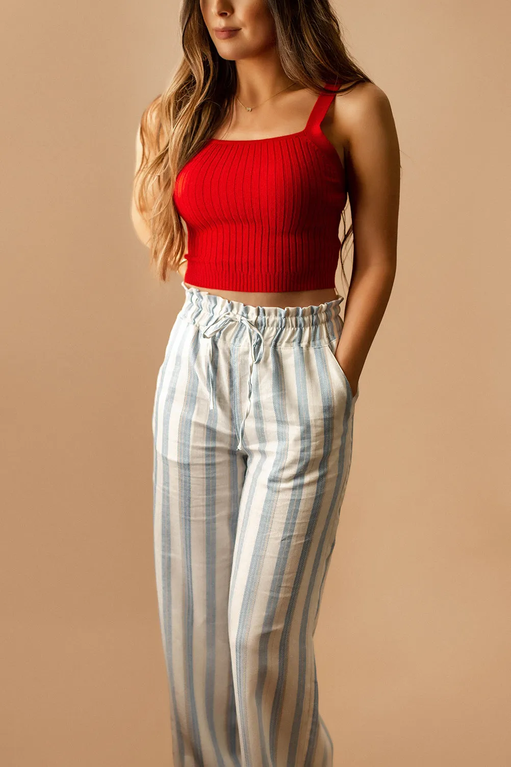 Cross The Line Striped Linen Pants (Blue   White) | FINAL SALE