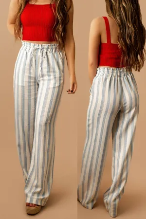 Cross The Line Striped Linen Pants (Blue   White) | FINAL SALE