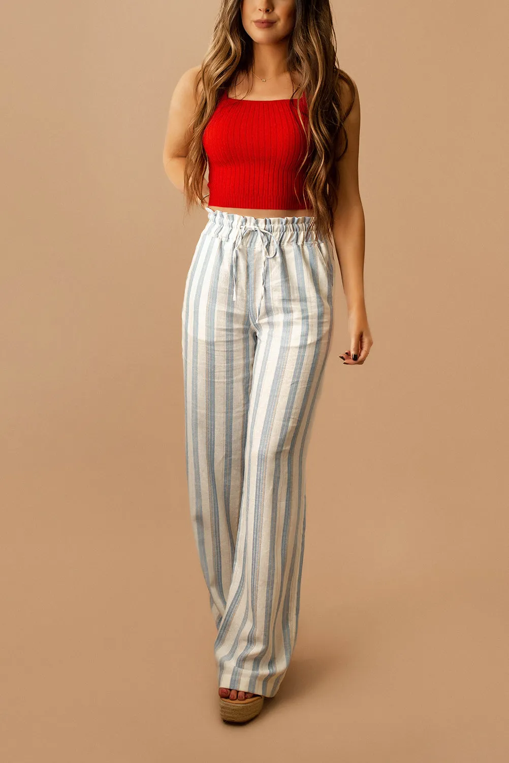 Cross The Line Striped Linen Pants (Blue   White) | FINAL SALE