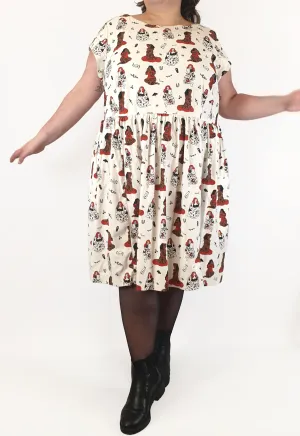 CS Club white dress with fab women print size 3 (approx 3XL)