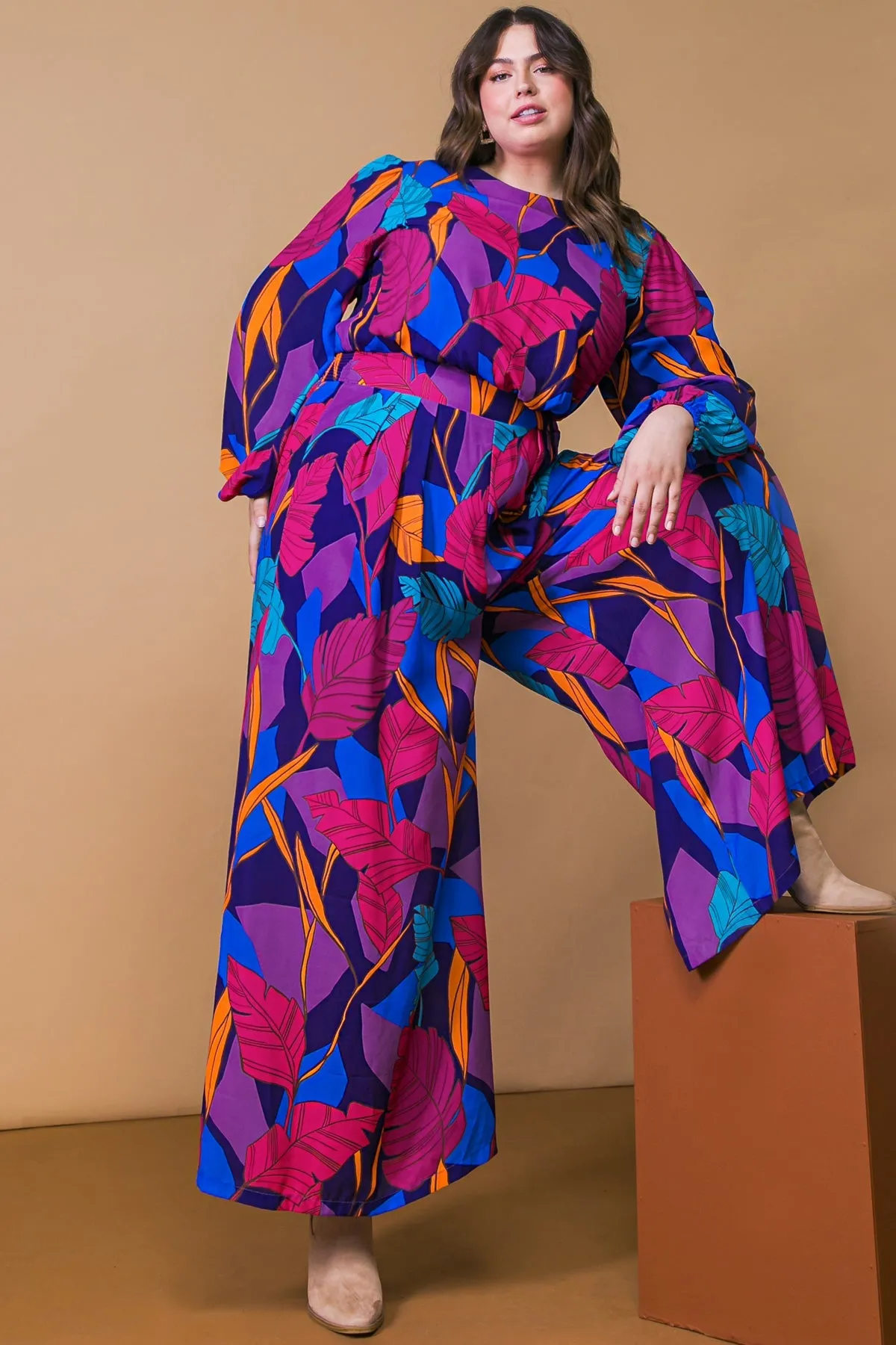 Curvy Printed Woven Jumpsuit