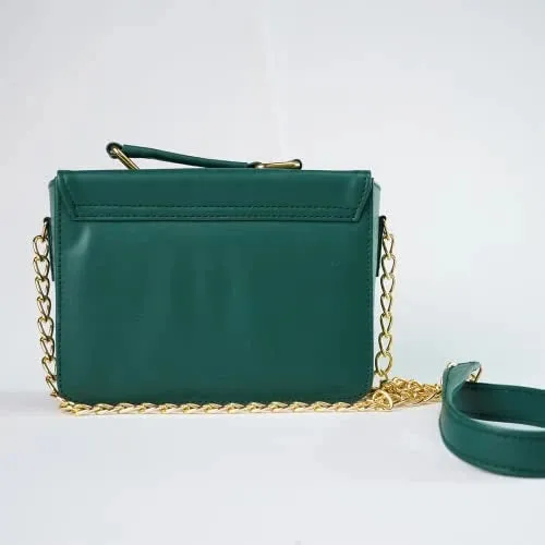 Customized Women's Buttoned Leather Bag   Mini Make up Kit - Green Pink
